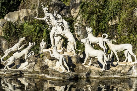 details of the fountain in the Royal Palace garden in Caserta, Italy