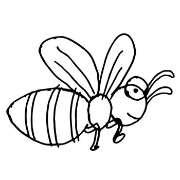 freehand sketch illustration of bee doodle hand drawn in kid style