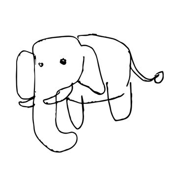 freehand sketch illustration of elephant doodle hand drawn in kid style