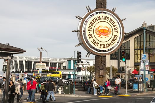 San Francisco, USA - November 12: Fishermans Wharf of San Francisco. Fisherman's Wharf is a neighborhood and popular tourist attraction with restaurant and shops and each year visit it many tourists and visitors. Taken in November 12, 2014 , San Francisco California.