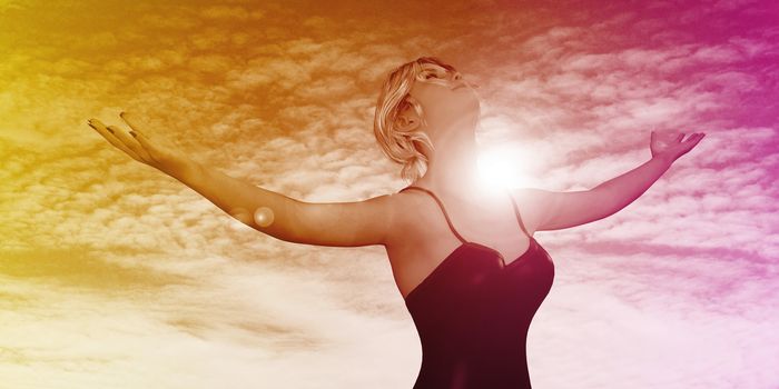 Carefree Woman Smiling in the Outdoors With Arms Stretched