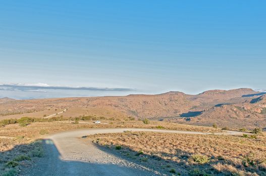 MOUNTAIN ZEBRA NATIONAL PARK, SOUTH AFRICA - FEBRUARY 16, 2016: View from the top of the Kranskop Loop in the Mountain Zebra National Park near Cradock in South Africa