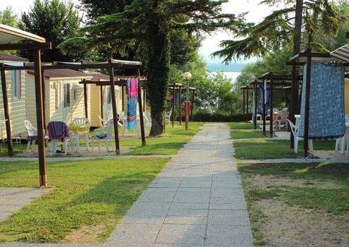 Camping bungalows at italian camping ground