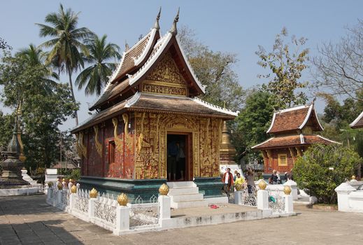 LUANG PRABANG, LAOS - FEBRUARY 13, 2016:  Wat Xieng Thong, one of the temples in Luang Prabang on February 13, 2016 in Laos, Asia