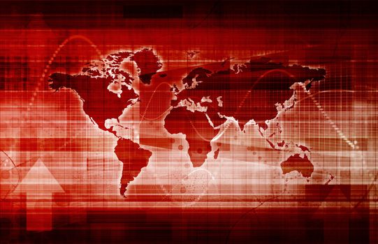 World Business Background with Map and Digital Data