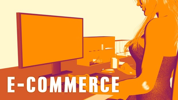  E-commerce Concept Course with Woman Looking at Computer