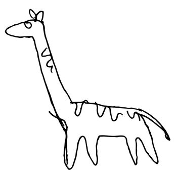 freehand sketch illustration of giraffe doodle hand drawn in kid style