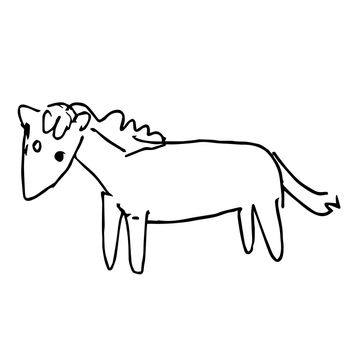 freehand sketch illustration of horse doodle hand drawn in kid style