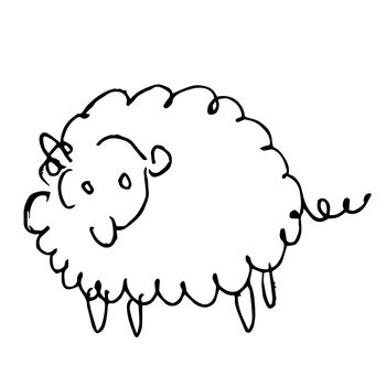 freehand sketch illustration of sheep doodle hand drawn in kid style