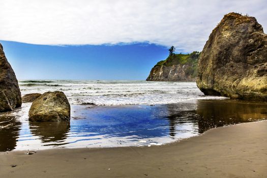 Ruby Beach Reflection Seastacks Olympic Peninsula Olympic National Park Washington State Pacific Northwest