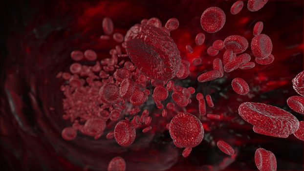 3d abstract red blood cells illustration. Medical background.