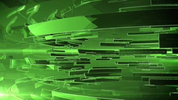 3d abstract business sphere. Green color and DOF.