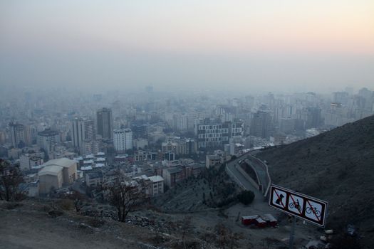 IRAN, Tehran: A shot from a hill, down into the city of Tehran as heavy pollution covers the city on December 29, 2015.The city of an estimated 14 million people was also forced to close schools last week due to the lingering pollution.