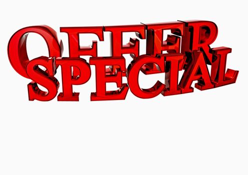 Glossy gold three-dimensional inscription Special Offer as a sign.