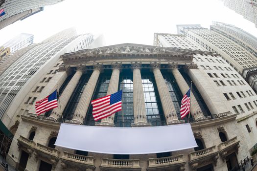 New York Stock Exchange, Manhattan, New York City. It is the world's largest stock exchange by market capitalization of its listed companies. Copy space.