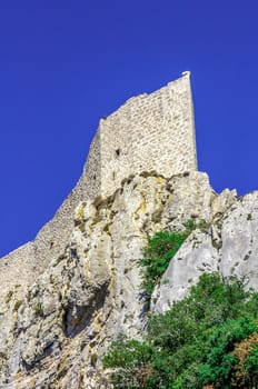 Peyrepertuse mount with cathar castle in france
