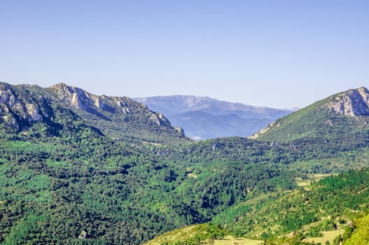Peyrepertuse mount with cathar castle in france