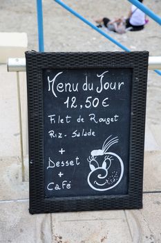 Menu of the Day - Restaurant Menu Board in France