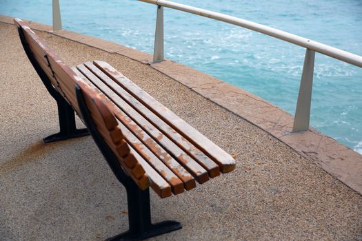 Bench With a View Over Mediterranean Sea at Roquebrune-Cap-Martin in France