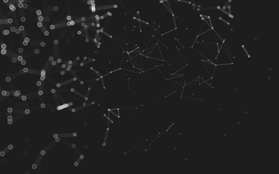 Abstract polygonal space low poly dark background with connecting dots and lines. Connection structure. 3d rendering