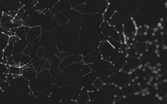 Abstract polygonal space low poly dark background with connecting dots and lines. Connection structure. 3d rendering