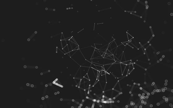 Abstract polygonal space low poly dark background with connecting dots and lines. Connection structure. 3d rendering