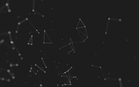 Abstract polygonal space low poly dark background with connecting dots and lines. Connection structure. 3d rendering