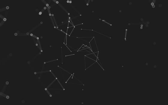 Abstract polygonal space low poly dark background with connecting dots and lines. Connection structure. 3d rendering