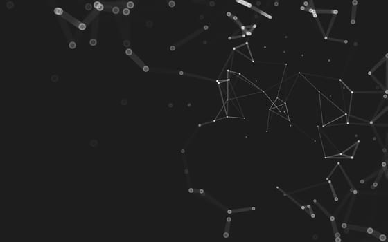 Abstract polygonal space low poly dark background with connecting dots and lines. Connection structure. 3d rendering