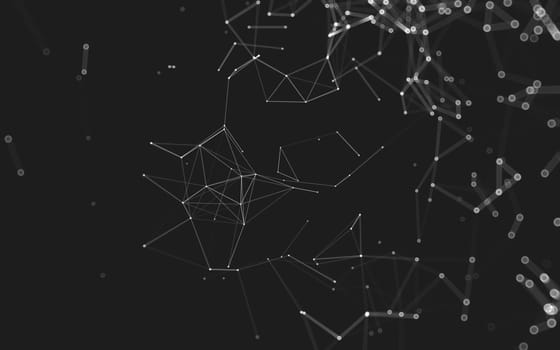 Abstract polygonal space low poly dark background with connecting dots and lines. Connection structure. 3d rendering