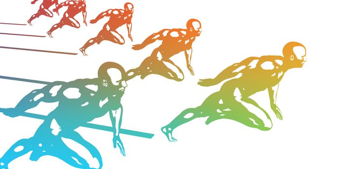 Cardio Workout with Athletes Running Fast Abstract