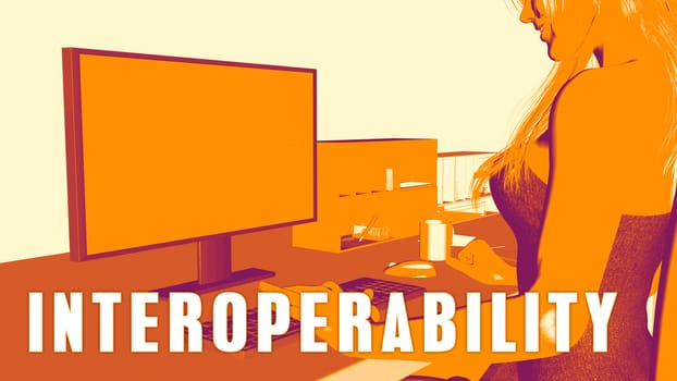  Interoperability Concept Course with Woman Looking at Computer