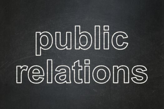 Advertising concept: text Public Relations on Black chalkboard background