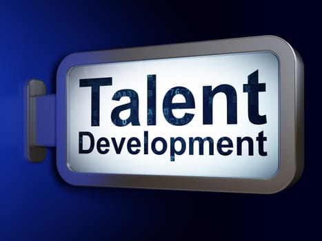 Studying concept: Talent Development on advertising billboard background, 3D rendering