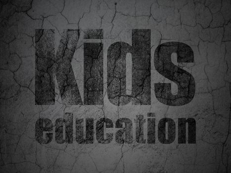 Education concept: Black Kids Education on grunge textured concrete wall background