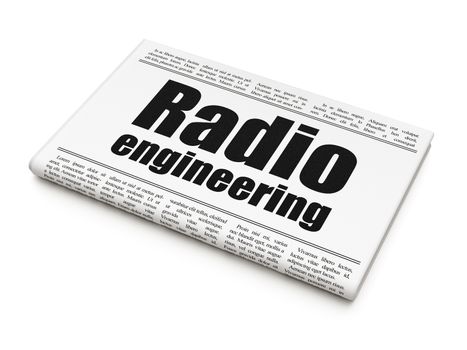 Science concept: newspaper headline Radio Engineering on White background, 3D rendering