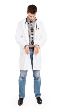 Criminal surgeon - Concept of failure in health care, isolated on white