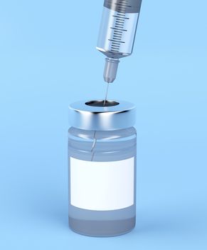 Close-up image of medical vial and syringe 