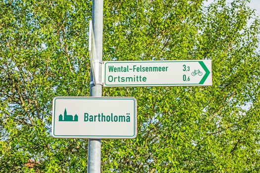 Town sign of Bartholomae, Swabia Alps - way to Wental Felsenmeer - town / village centre