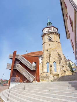 Backnang, Germany - April 2, 2016: Art gallery of the city of Backnang (Helferhaus). It hosts different exhibitions each year with oeuvres from regional and national artists.