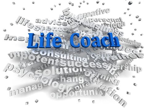 3d image Life coach word cloud concept