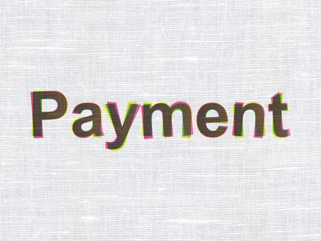 Money concept: CMYK Payment on linen fabric texture background