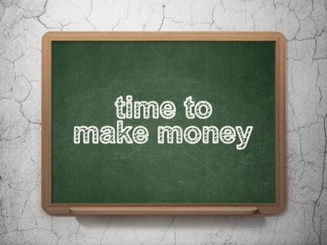 Finance concept: text Time to Make money on Green chalkboard on grunge wall background, 3D rendering
