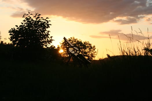 bench in sunset