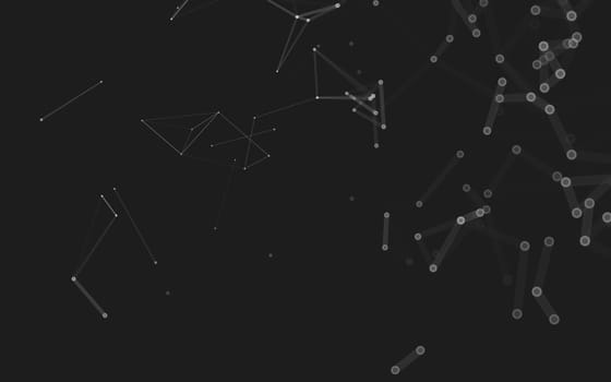 Abstract polygonal space low poly dark background with connecting dots and lines. Connection structure. 3d rendering