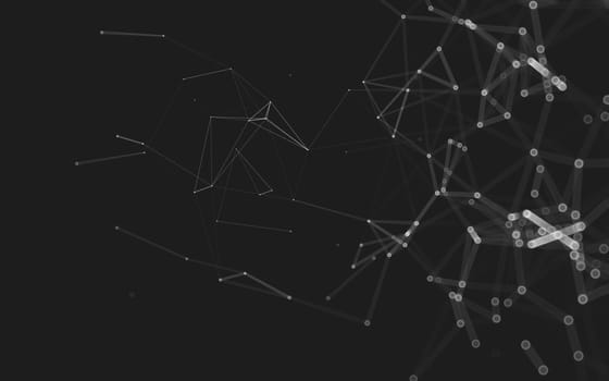 Abstract polygonal space low poly dark background with connecting dots and lines. Connection structure. 3d rendering