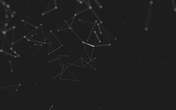 Abstract polygonal space low poly dark background with connecting dots and lines. Connection structure. 3d rendering