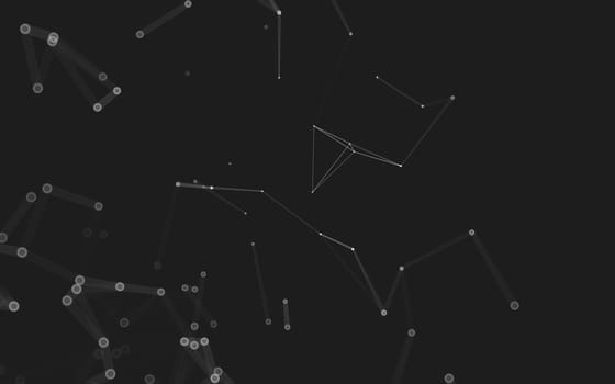 Abstract polygonal space low poly dark background with connecting dots and lines. Connection structure. 3d rendering