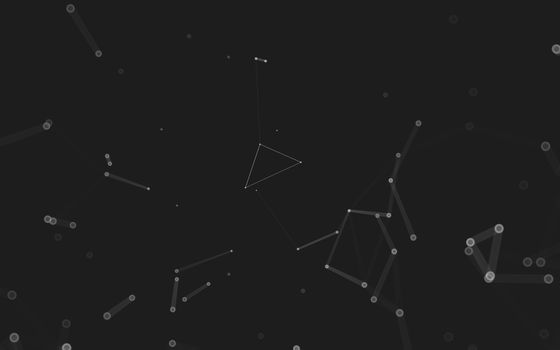 Abstract polygonal space low poly dark background with connecting dots and lines. Connection structure. 3d rendering