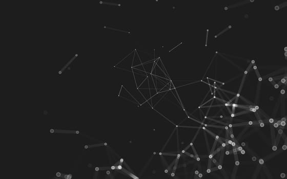 Abstract polygonal space low poly dark background with connecting dots and lines. Connection structure. 3d rendering